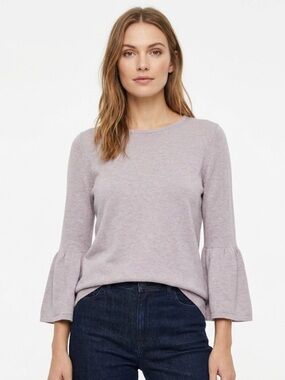 Reitmans Light Purple Bell Sleeve Top with Full Back Zip | Casual Size XS